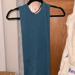 Free People teal workout tank with open back